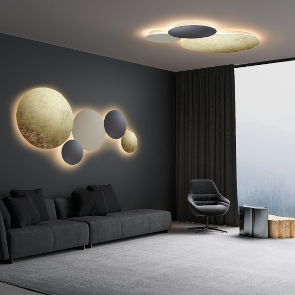 Blade wall/ ceiling light in gold leaf, anthrazit and taupe and in different sizes