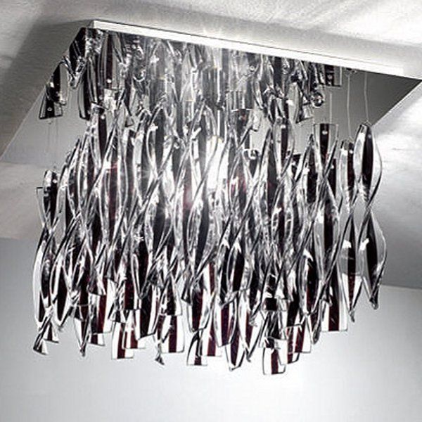 The black Aura PL G 30 ceiling light with a polished steel structure