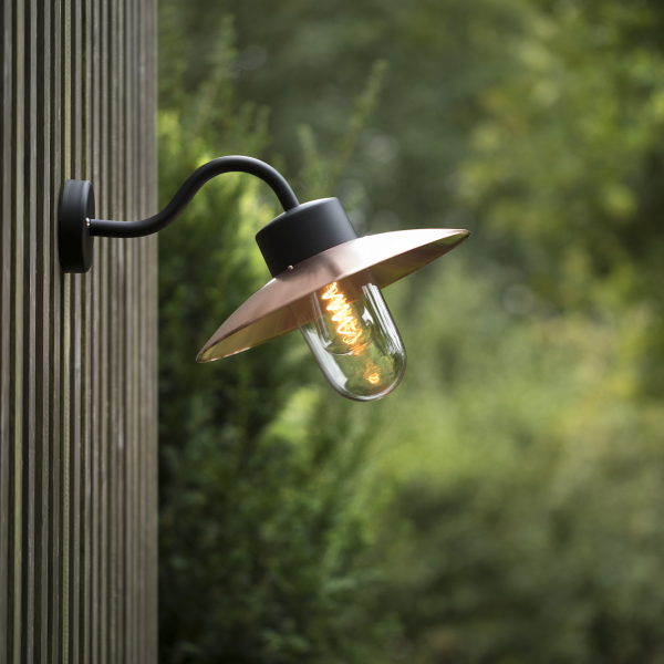 Belcour 67° outdoor wall light, copper brushed and lacquered